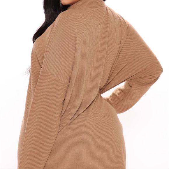 2/$30 Fashion Nova Curve Ribbed Mocha Long Sleeve Loungewear 2 Pc Set Plus Sz 2X - Picture 3 of 8